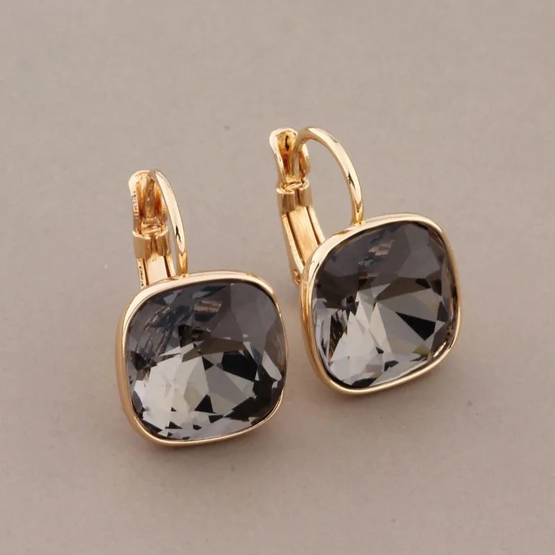 New Trend Gold Color Square Earrings for Women Unusual Colorful Dangle Earrings Luxury Quality Jewelry