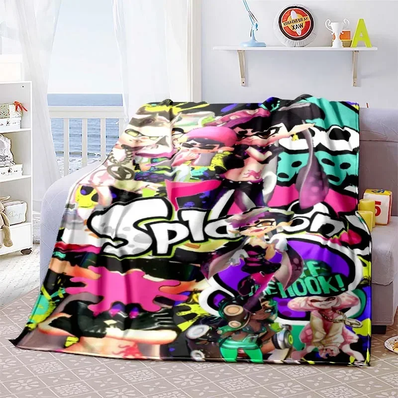 3D Game, Splatoon, Fashion Cute Cartoon Soft Plush Blanket, Flannel Blanket Game Player Bedroom Bed Sofa Nap  Blanket grinch