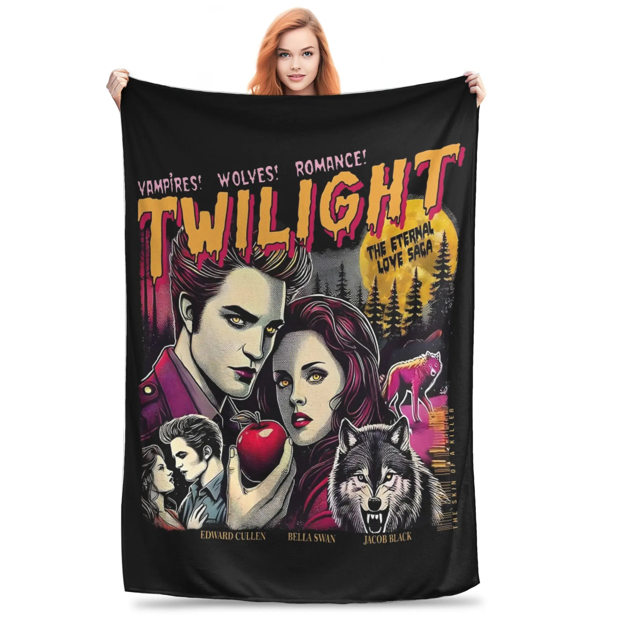 Retro Twilight Saga Robert Pattinson Valentine Movie Blankets Flannel Textile Decor Throw Blankets for Home Plush Thin Quilt