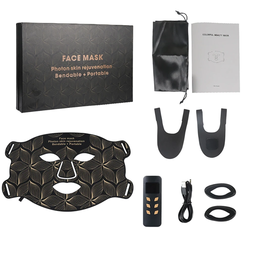LED 8 kleuren gezichtsmasker en nek rood licht nabij infrarood therapie anti-aging rimpel acne porie oliecontrole huid draai witter