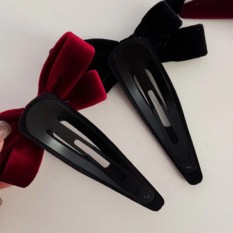 Minimalist Bowknot BB Clip Wine Red New Barrettes Autumn Winter Side Clip New Bang Clip Cropped Hair pin Barrettes Headdress