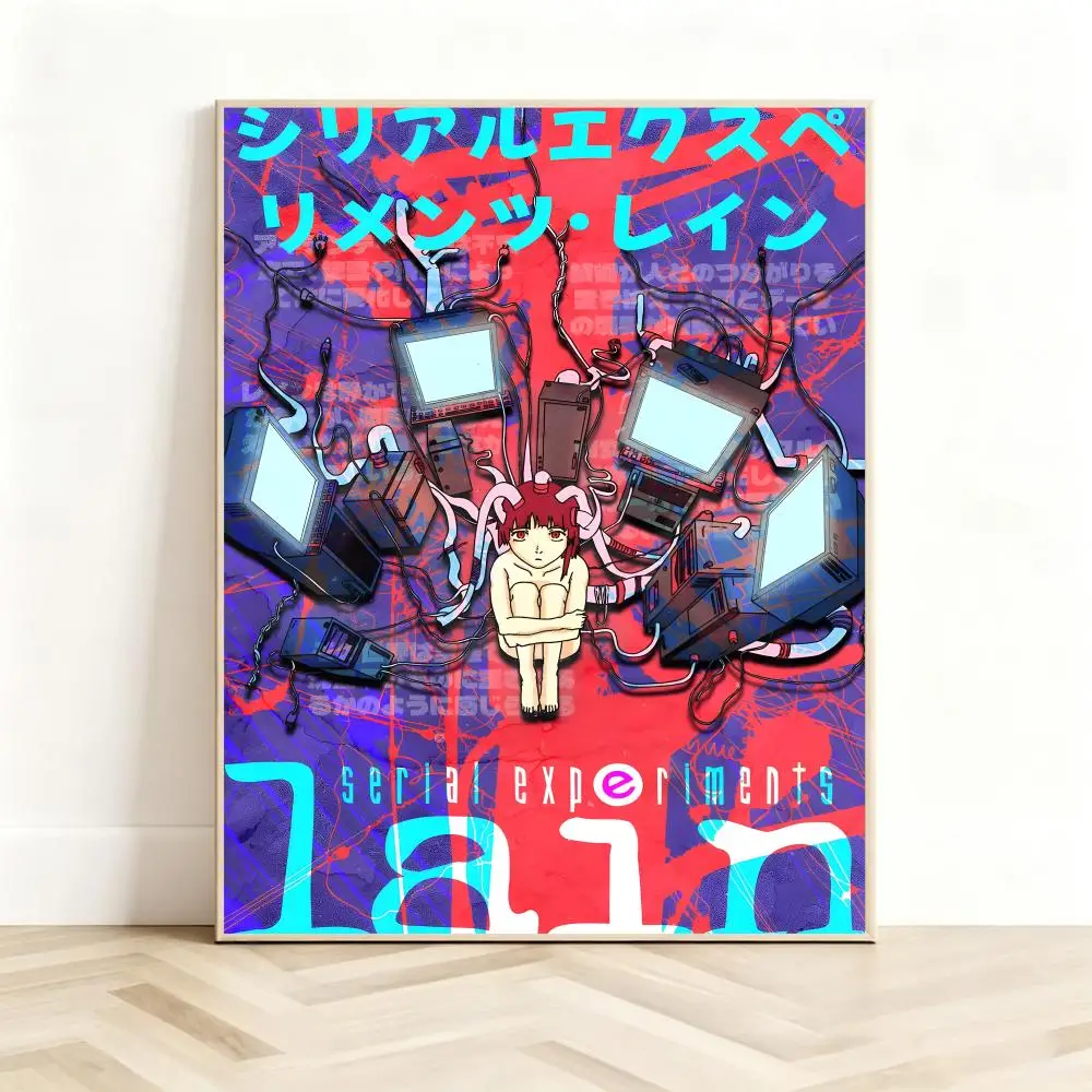 Psychological Anime S-Serial Experiments Lain Poster Classic Self-Adhesive PP Wall Sticker for Living Room Bar Decor Gift