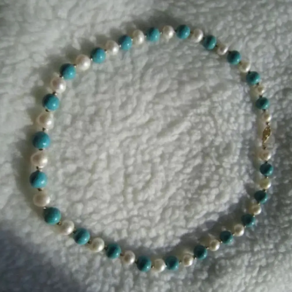 17'' TURQUOISE AAA SOUTH SEA NATURAL 9-10mm White PEARL NECKLACE 14K GOLD Freeshippings Items