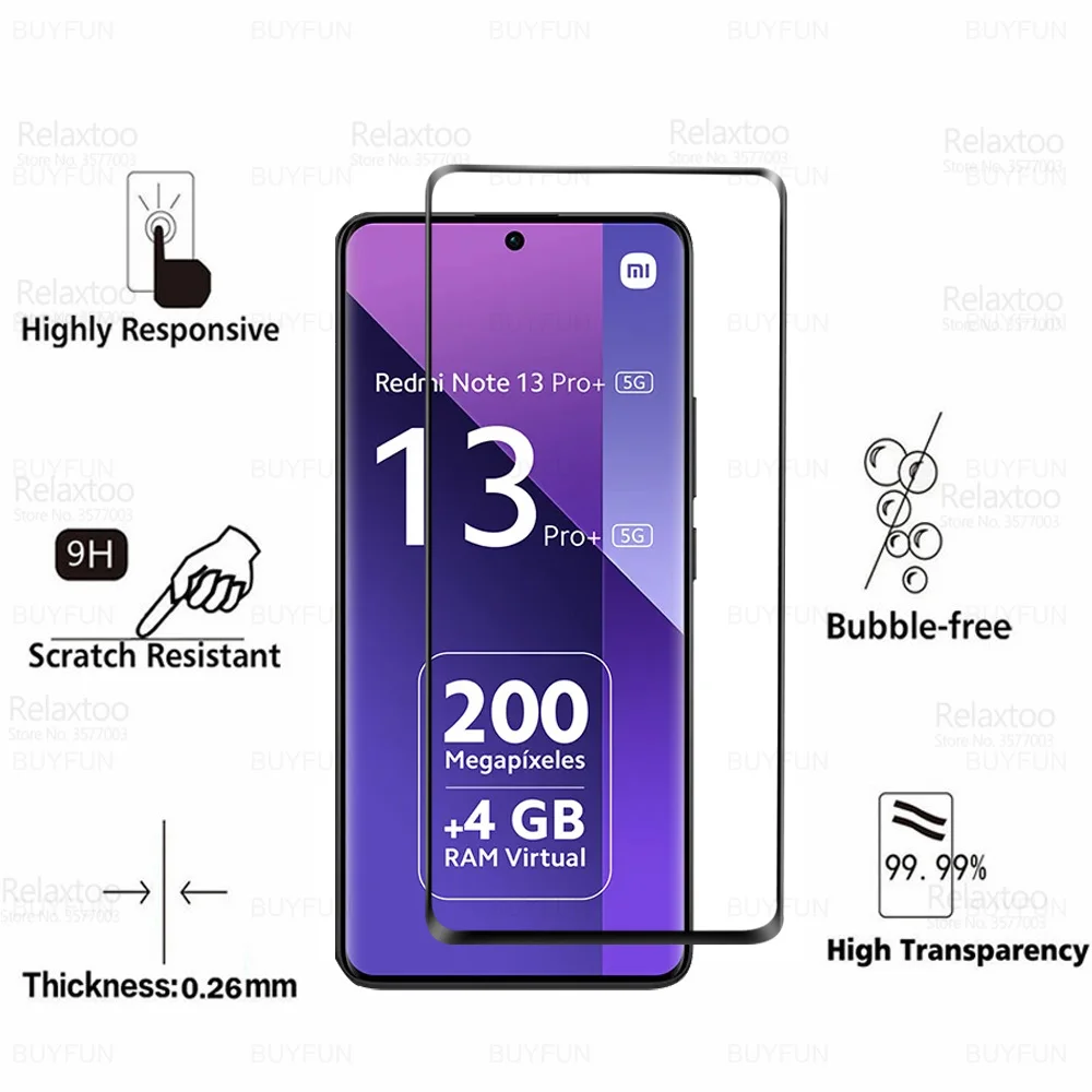 เคส Note13ProPlus กระจกโค้ง4in1กระจกนิรภัยสำหรับ Xiaomi redmi Note 13 Pro + Pro PLUS 5G ตัวป้องกันหน้าจอกล้อง