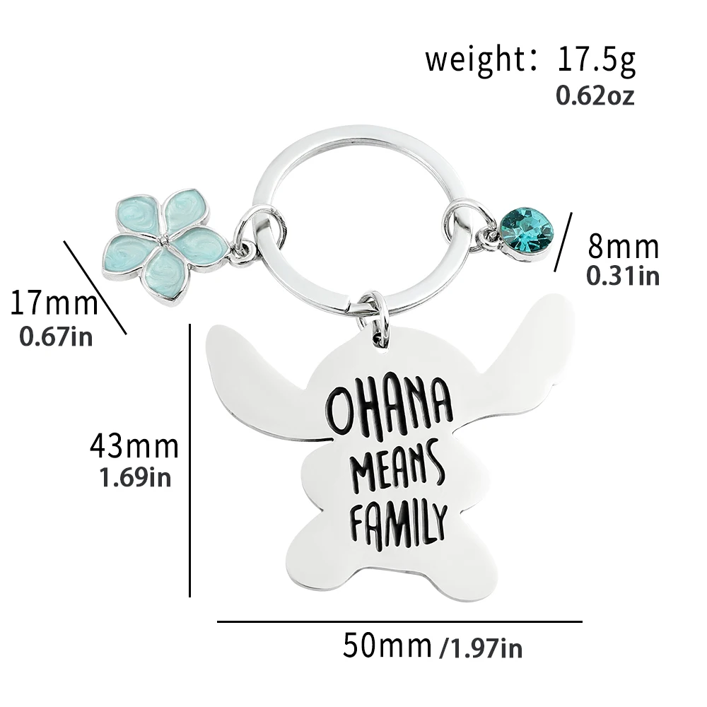 Lilo And Stitch Stainless steel Keyring Ohana Means family Keychain Creative Charm Fashion Jewelry Accessories Cosplay Keyring