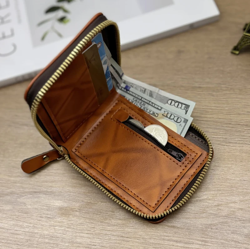 Men's Business Wallet Men's Wallets With 100 US Dollar PatternWallet Male Leather Walet Photo Card Holder Large Capacity Wallet