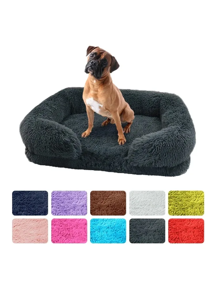 Large Dog Bed Dog Plush Pet Bed Winter Thickened Pad Dog Sleeping Bed Sofa Removable Pad Dog Small Large Dog square kennel