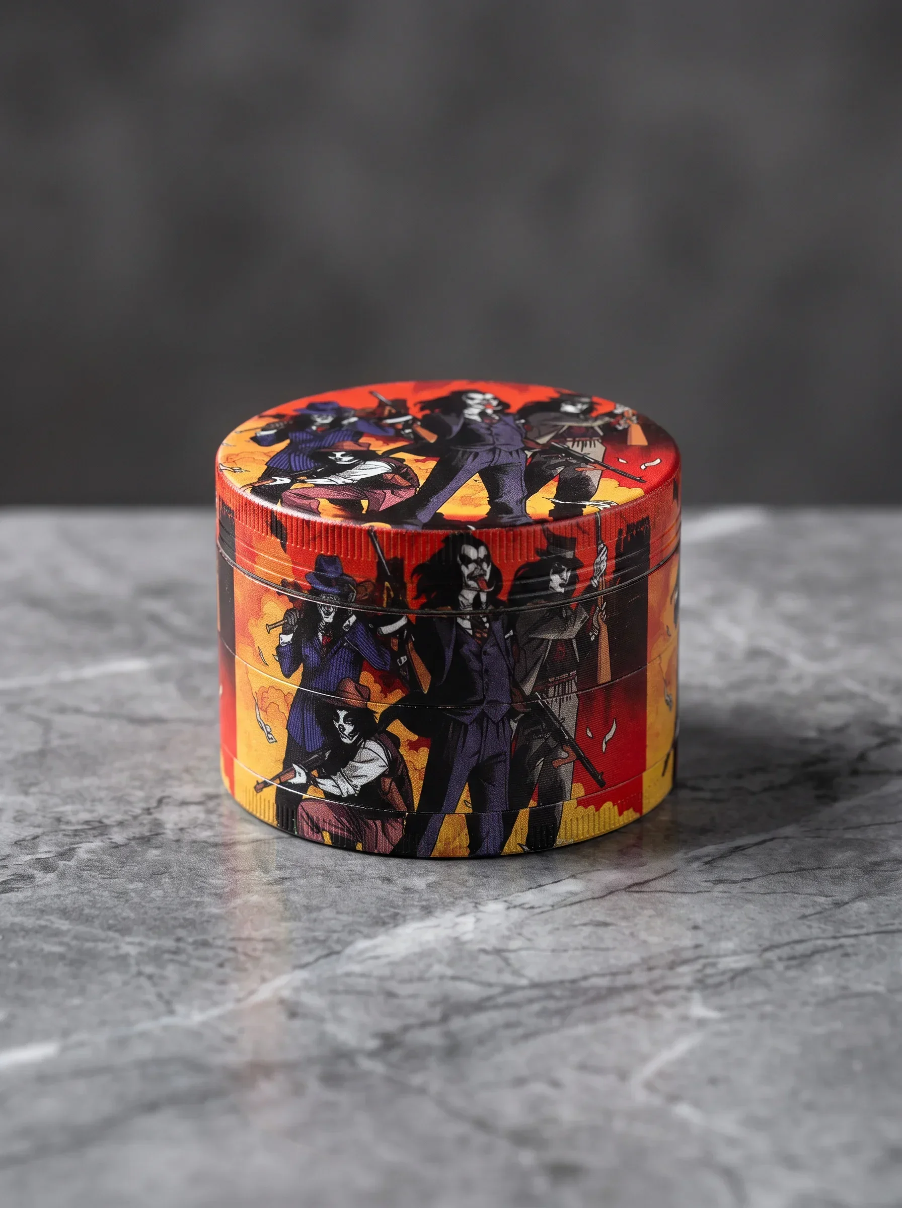 50mm Graphic Grinder Metal 4-Layer Spice Grinder Manual Mill with Mesh Screen Magnetic Lid Portable Kitchen Accessory Tools