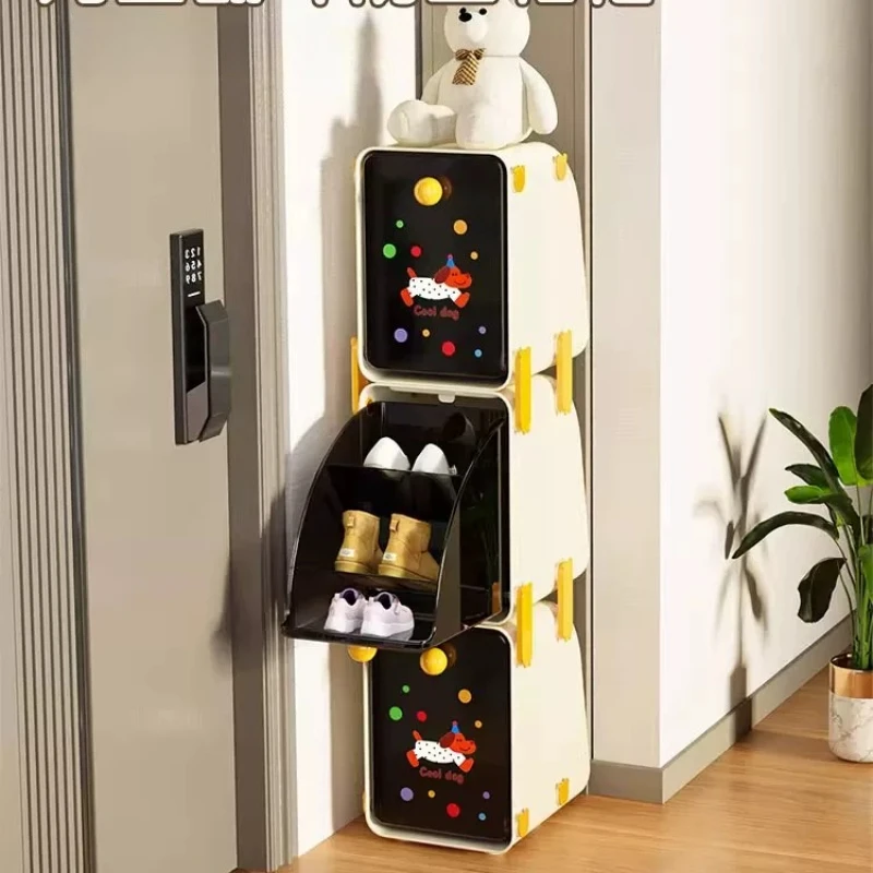 Children's multi-layer  storage artifact, shoe rack at the door of the living room, shoe tray stacked children's shoe cabinet