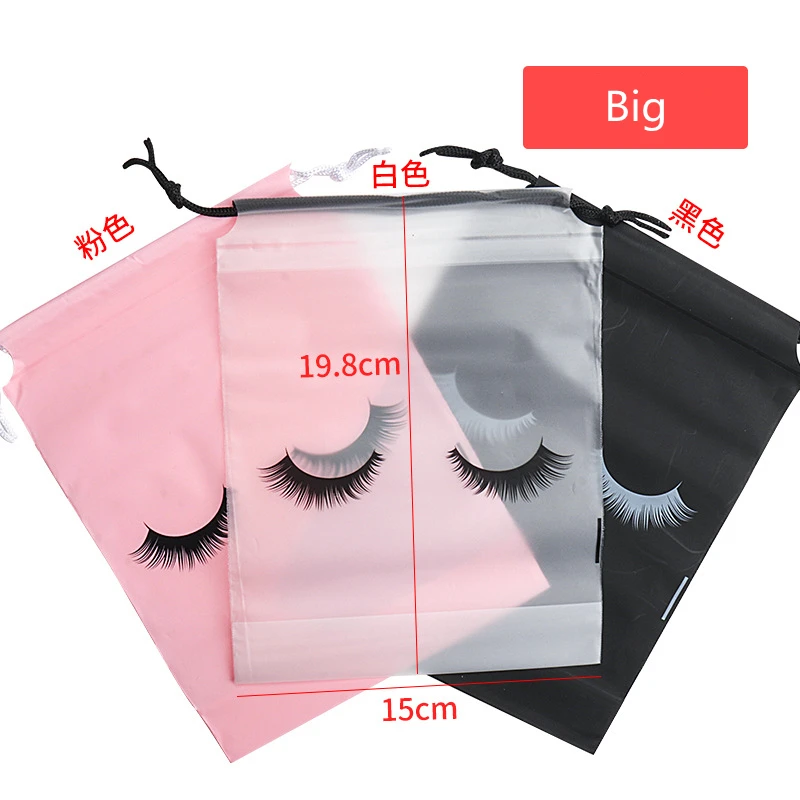 10PCS Eyelash Extension Drawstring Bag Reusable Plastic Aftercare Bags Lashes Lipstick Travel Pouch Beauty Salon Makeup Tools