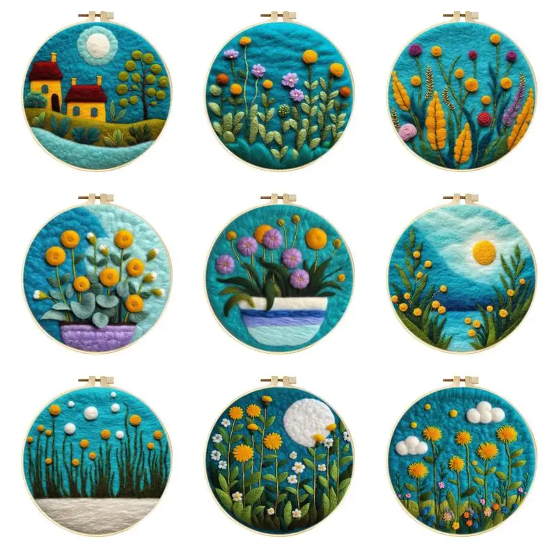 

GATYZTORY Wool Felting Painting DIY Wool Embroidery Kit Creative Flowers Wool Needle Felt Picture Kit Craft Painting Home Decor