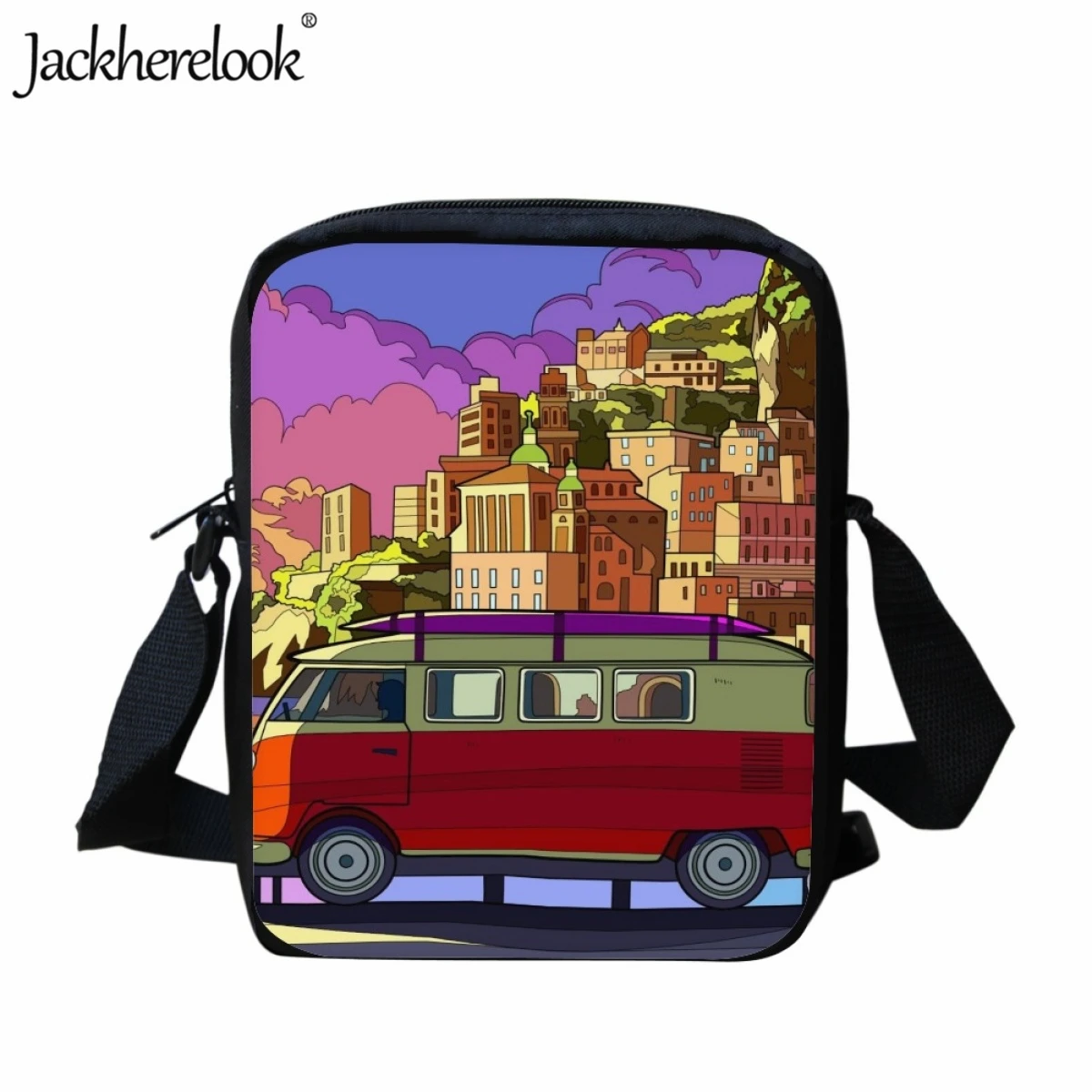 

Jackherelook Happy Camping Kids Crossbody Bags New Hot Leisure Travel Shoulder Bag Daily Primary School Bag Practical Lunch Bag