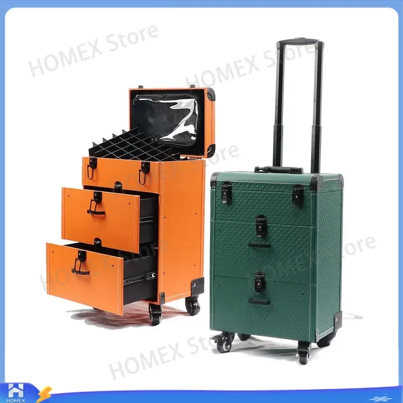 Professional Nail Art Trolley Case Large Capacity Multi Layer Storage Box for Manicure Tools Polish Tattoo Cosmetics Beauty