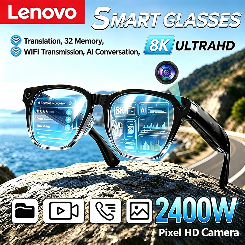 Smart Glasses Lens - Kacamata Pintar AI 8K Lenovo 2400MP,