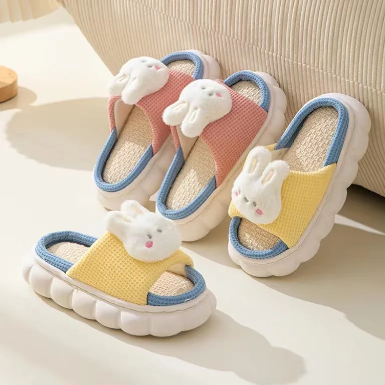 Kids Girls Boys Slippers Children Home Shoes Cartoon Summer Baby Shoes Indoor Flax Slippers Outdoor House for Kids Girls Sandal