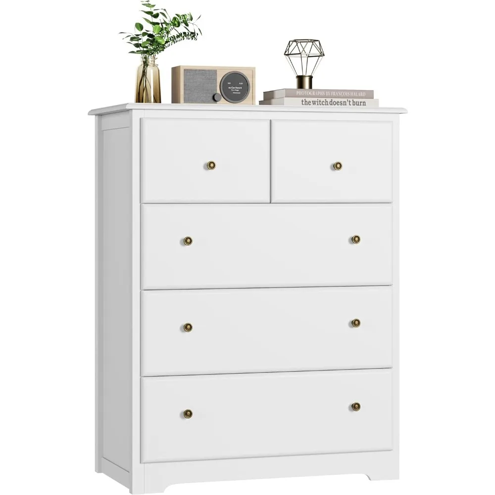 

Tall Dresser Chest of Drawers, 5 Drawer with Deep Space,Wood