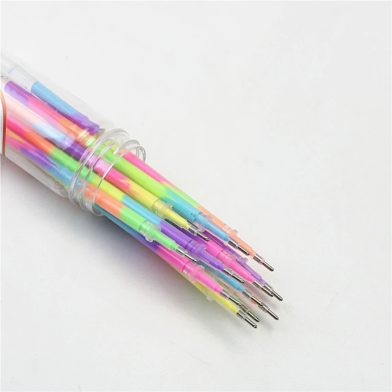 24PCS Color Gel  Refills  Rainbow Pen Replacement Refill Diary Drawing Marker Glitter Pen Plastic bottle packaging leak-proof