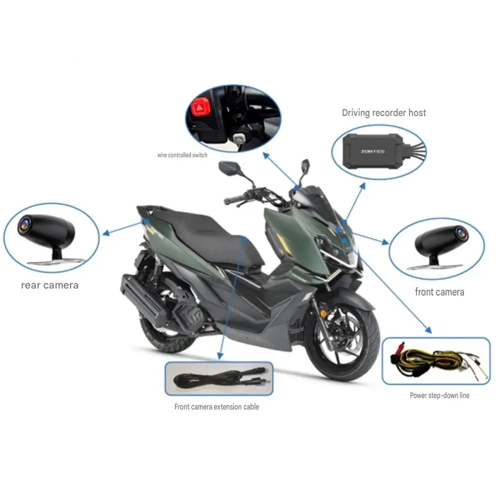 For ZONTES 125V 150V 125X 150X scooter modification parts, dashcams, front and rear cameras, monitoring accessories.