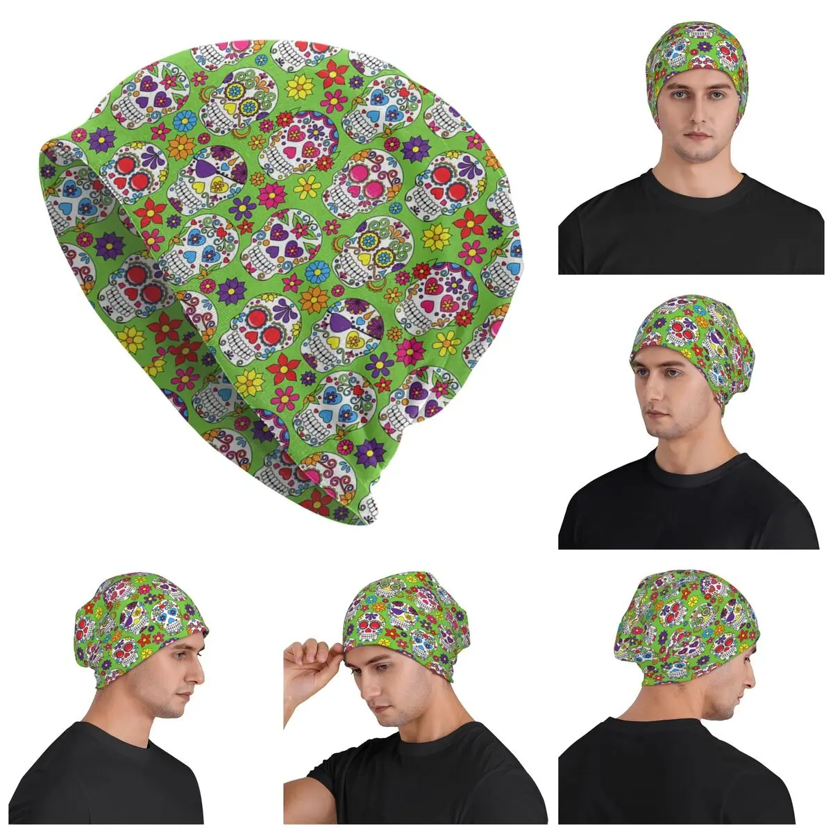 Skull Print Horror Skeleton Death Unisex Adult Beanies Caps Knitted Bonnet Hat Warm Hip Hop Autumn Winter Outdoor Skullies Hats