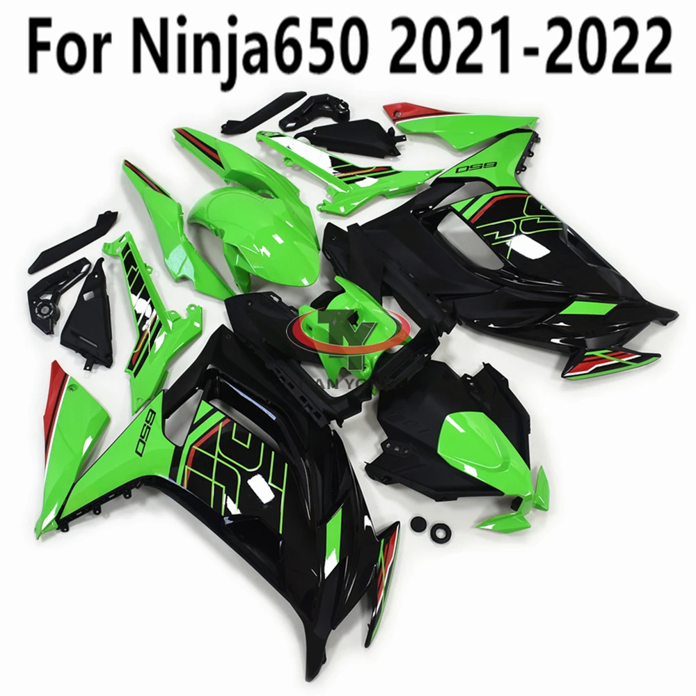 Motorcycle Full Fairing Kit For Ninja650 Ninja 650 2021-2022-2023-2024 New KRT green printed line design Bodywork Cowling