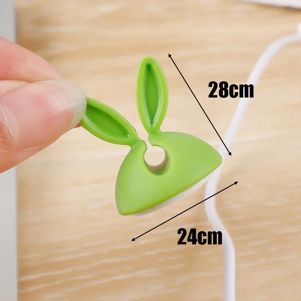 1-10pcs Cable Manager Cute Bunny Ears Cable Clips Silicone Back Adhesive Desk Sticker Phone Charger Winder Earphones Wire Holder