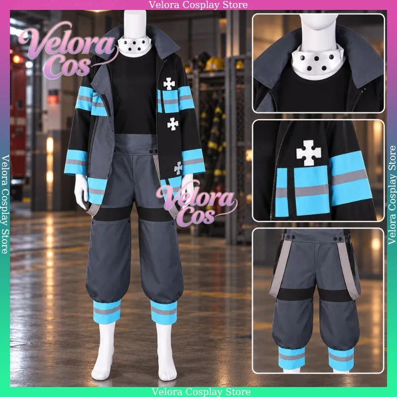 Manga Fire Force Shinra Kusakabe Maki Oze Firefighter Uniform Vest Anime Cosplay Costume Suit Coat Pants Woman Halloween Themed