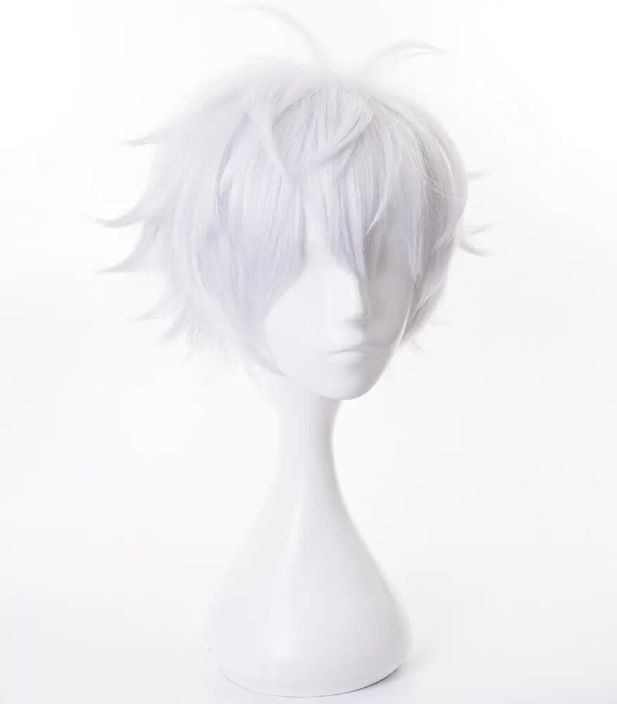 High School Satoru Gojo Cosplay Wigs 30cm Silver Grey Synthetic Hair