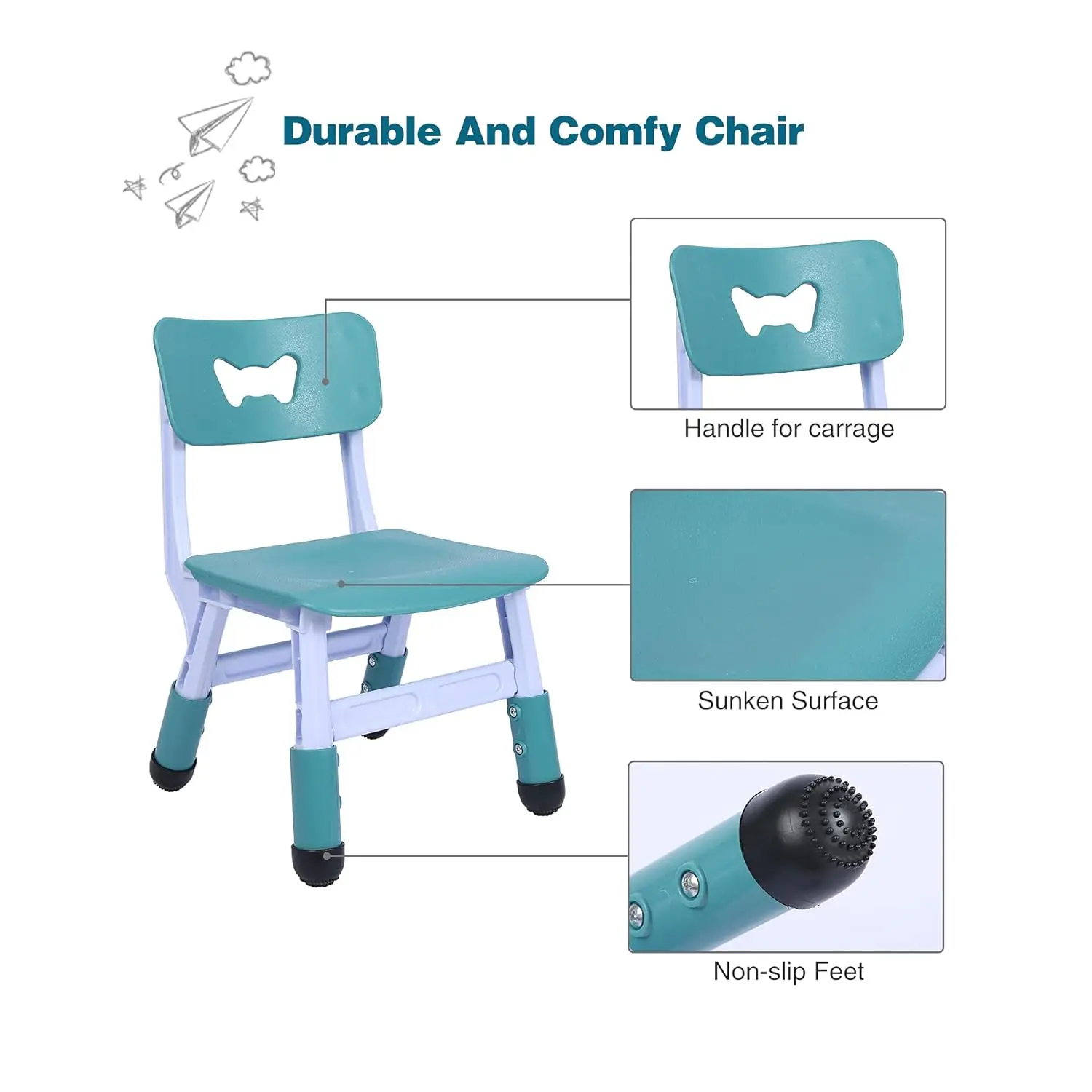 طقم طاولة أطفال وكرسيين، ارتفاع قابل للتعديل، 3 في 1 طاولة بناء متعددة الأنشطة مع كرسيين، صناديق تخزين، أزرق #5