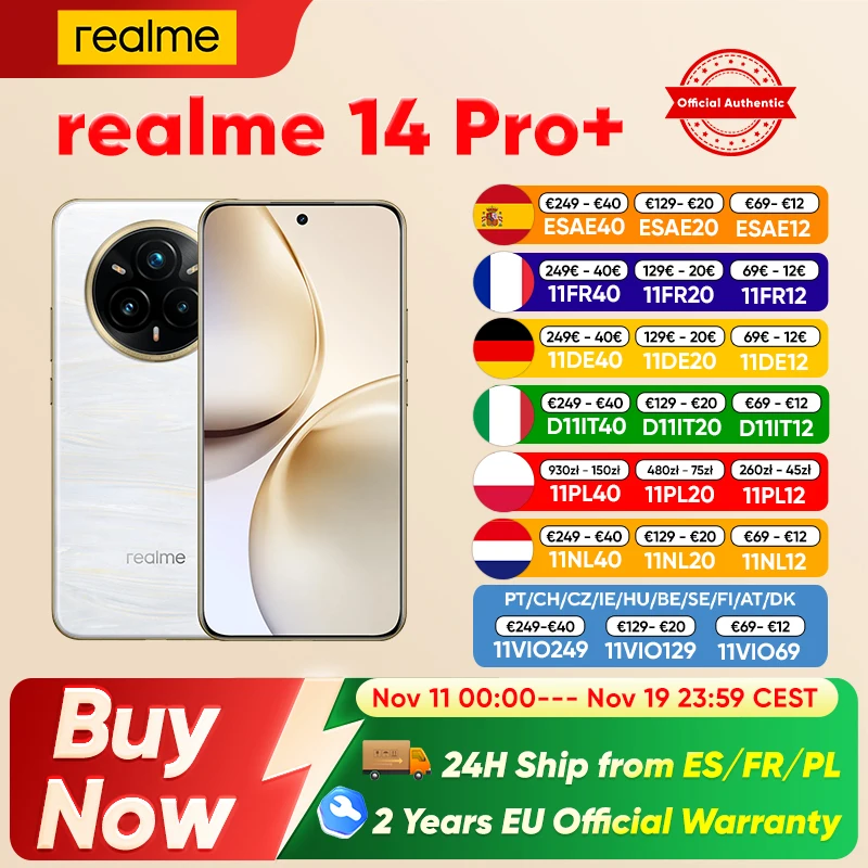 realme 14 Pro Plus 5G Smartphone Android Snapdragon 7s Gen 3 6.83'' 120Hz OLED Display 50MP Camera Global Version  NFC Original