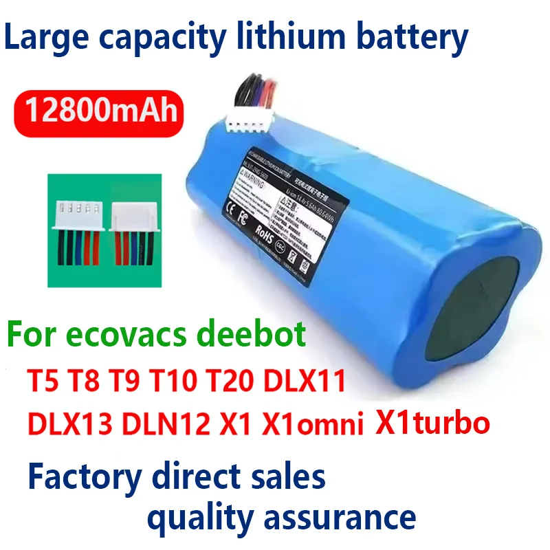 NEW 14.8V 12800mAh battery For ecovacs deebot T5 T8 T9 T10 T20 DLX11 DLX13 DLN12 X1 X1omni X1turbo Sweeping Robot Battery 14.4V