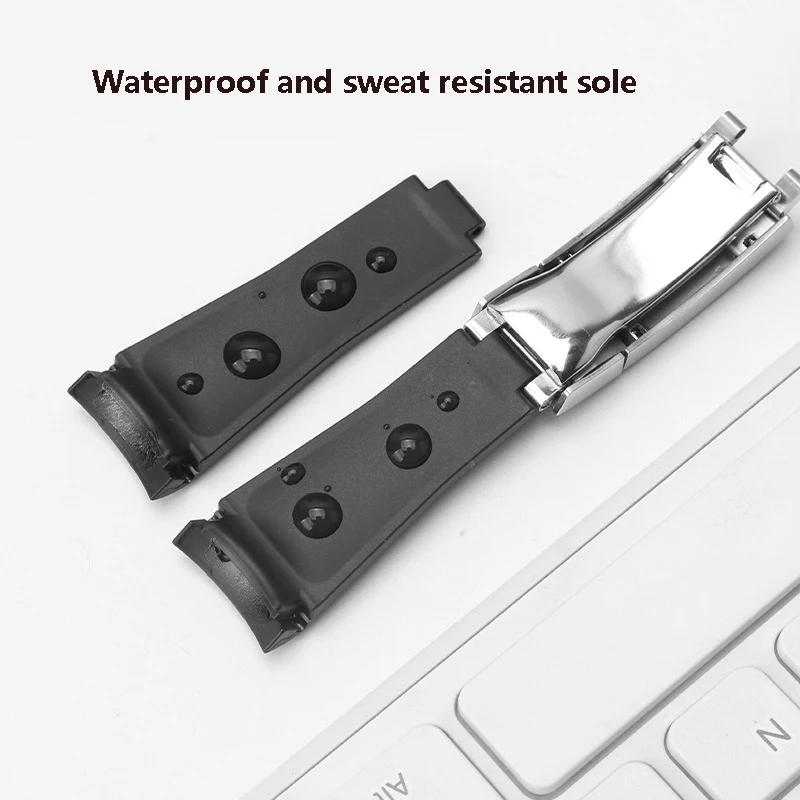 20mm Fluorine rubber strap Belt Watchband For Rolex Watch Strap For RX Submariner GMT OYSTERFLEX Daytona Bracelet Men