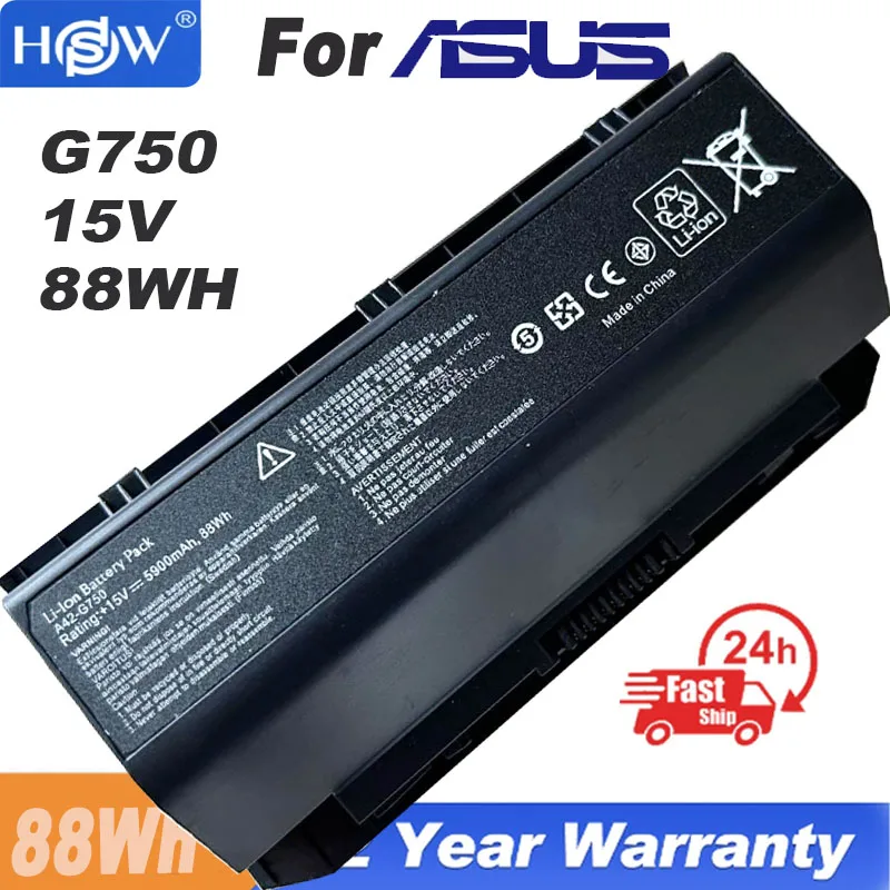 

A42-G750 Laptop Battery for ASUS ROG G750 G750J G750JH G750JM G750JS G750JW Notebook Battery 15V 5900mAh/88WH