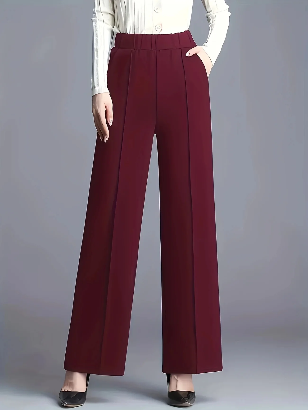 2026Women's New Fashion Trend Basic Versatile Solid Color Comfortable Casual Wide Leg High Waist Loose Slim Casual Pants Women's