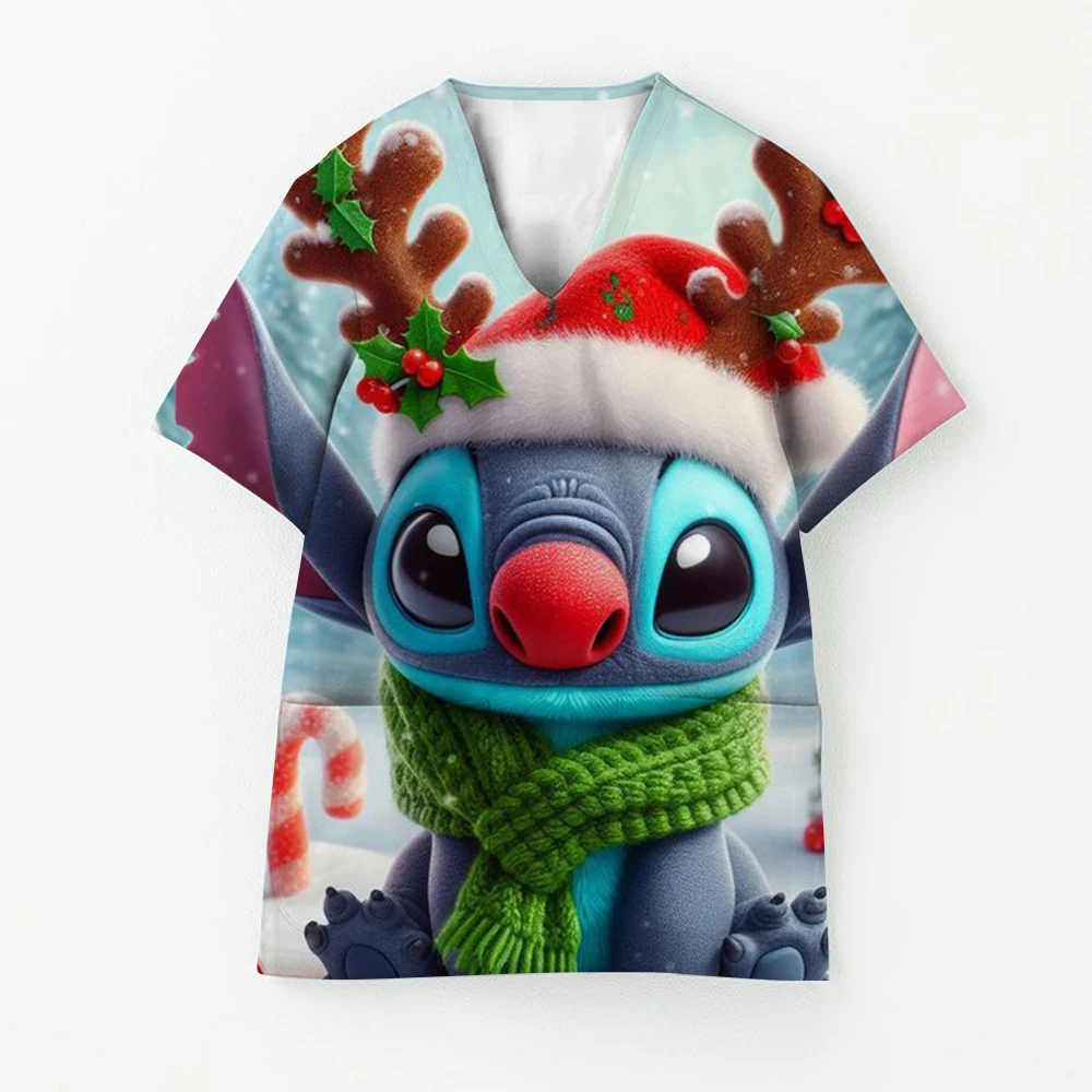 Venta de liquidación Disney Stitch colección navideña Doctor enfermera Scrubs Tops veterinario clínico ropa de trabajo uniforme exfoliante clínico ﻿