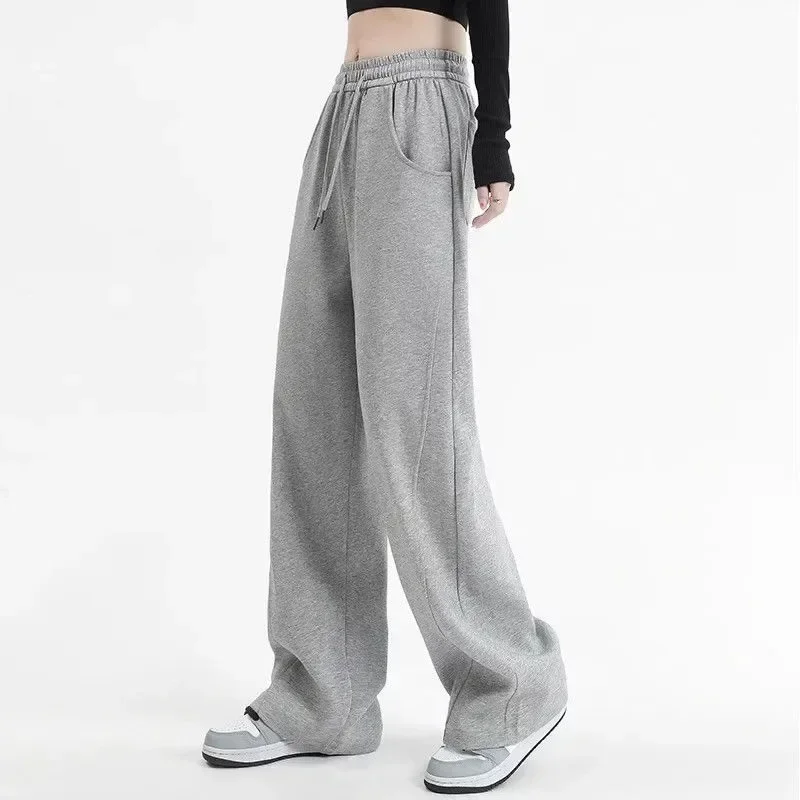 

Casual Gray Loose Sweatpants Women Autumn New Wide Leg High Waist Floor Pants Fashion Oversized Trousers Joggers Streetwear