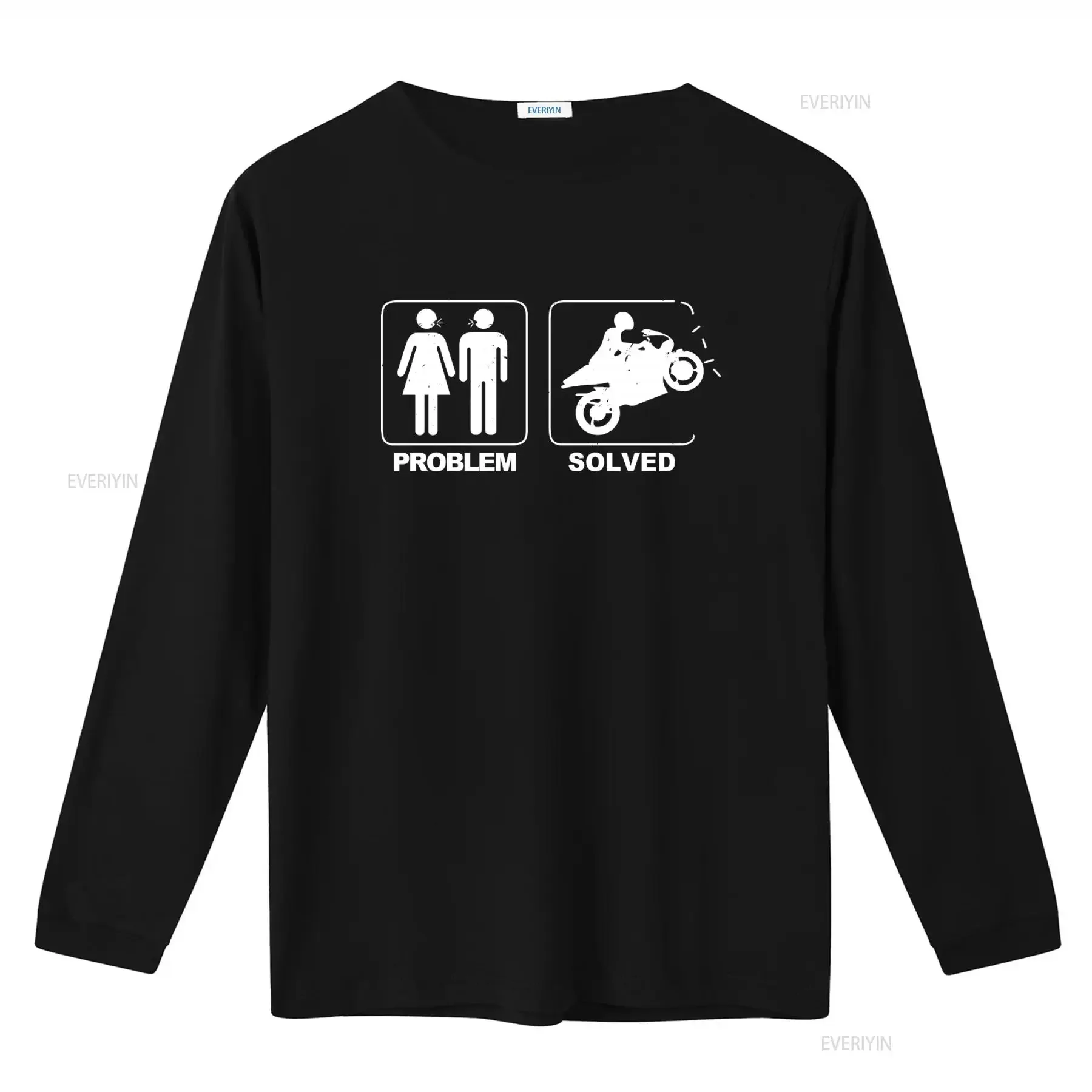 Problem Solved Motorcycle Biker Motorcyclist Wife Divorce T Shirt for  vintage Washed streetwear Stretched Casual Soft Stylish