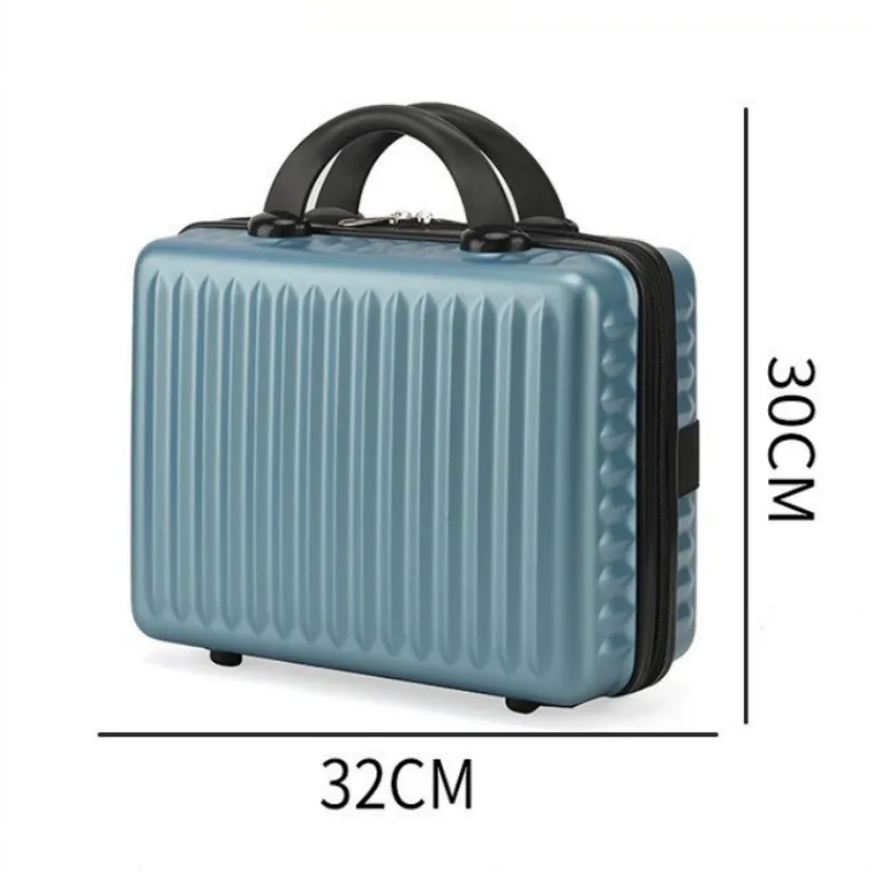 Portable 14 Inch Stripe Makeup Organizer Case Female Large Capacity Solid Color Suitcase Handheld Boarding Luggage Box for Women