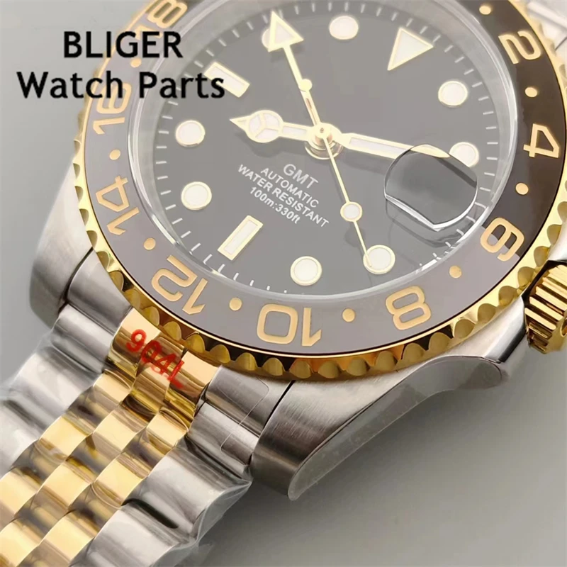 

BLIGER 40mm NH34 GMT Watch For Men Mechanical Wristwatch Luminous Bezel Sapphire Glass Stainless Steel Bracelet Reloj Hombre