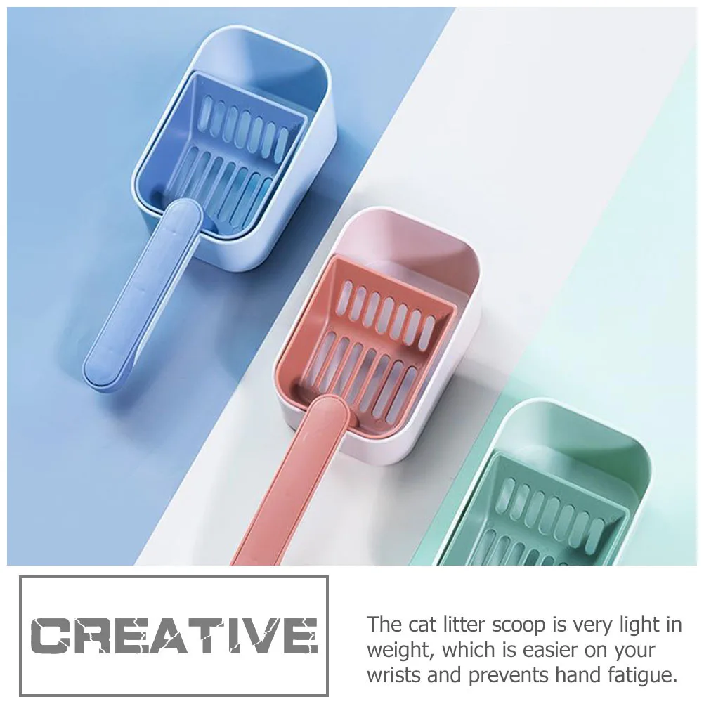 

PVC Cat Litter Scoop Lightweight Durable Blue Travel Sieve Shovel Holder Cleaning Tools Compact Storage Portable Household Pet