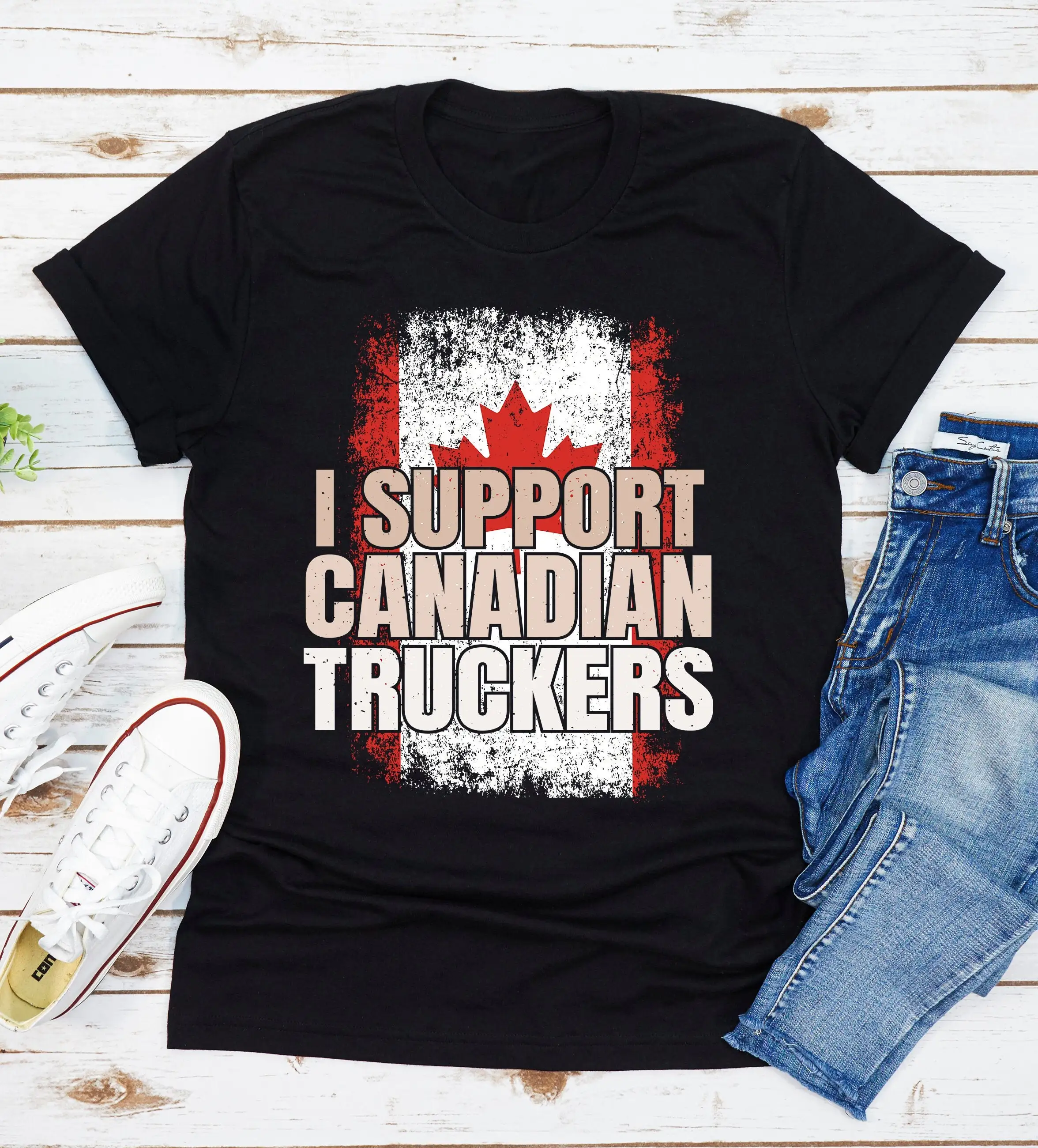 I Support Canadian Truckers T Shirt Freedom Convoy 2022 Stand With We The Fringe