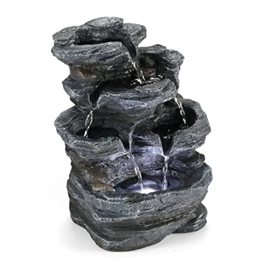 Fuente de Interior, Fuente de Mesa, Cascada, Rocas Apiladas, Decoración Acuática, Feng Shui, Zen, Meditación, Relajación, Decoración de Escritorio