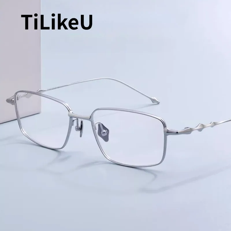 

Pure Titanium Optical Eyeglasses Frame 8g Business Men Ultra-light Glasses Frame Rectangle Retro Anti-blue Light Glasses Eyewear