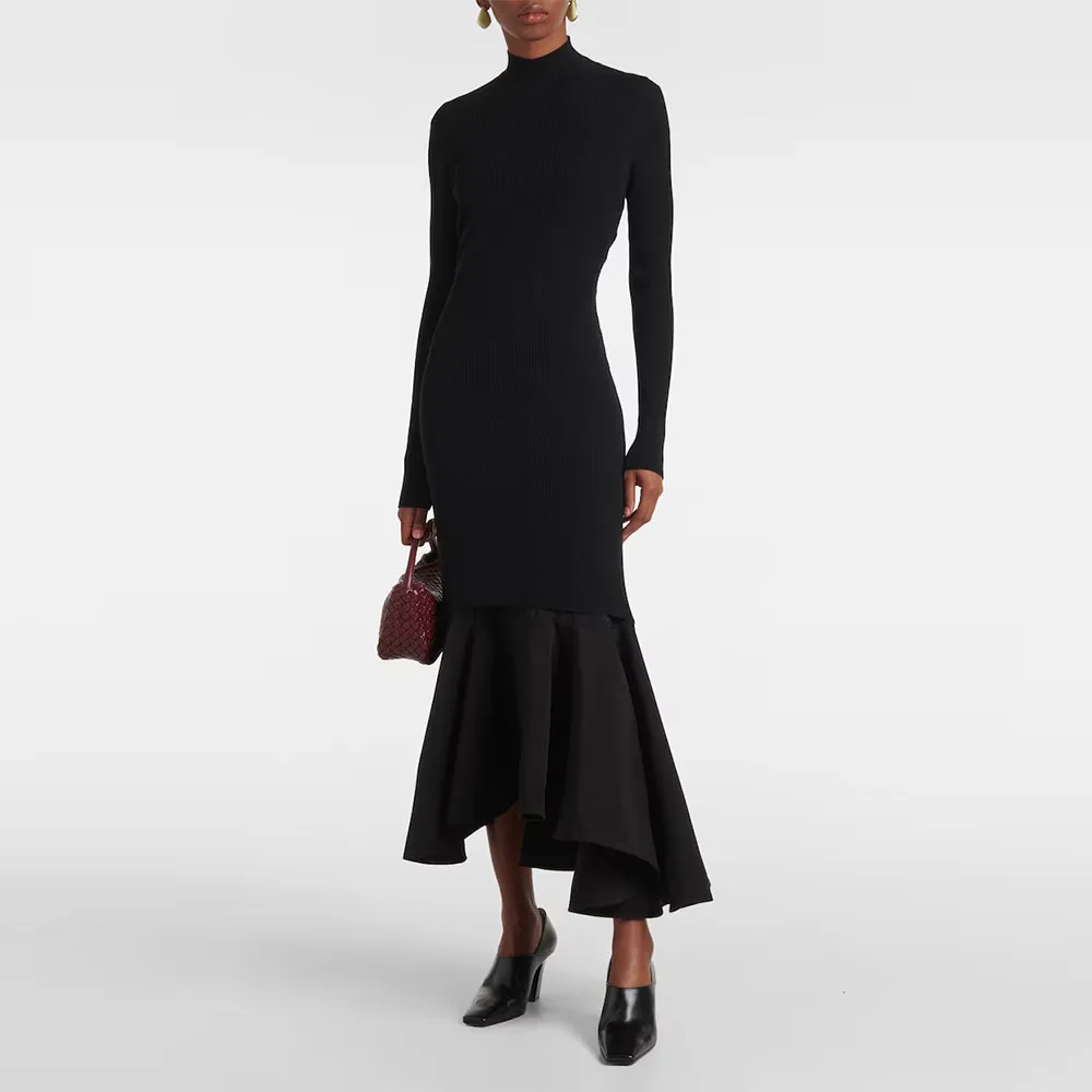 

Элегантное черное вечернее платье для тканого платья с русалкой, вечернее платье с длинными рукавами, Саудовское платье, платье для выпускного вечера длиной до пола