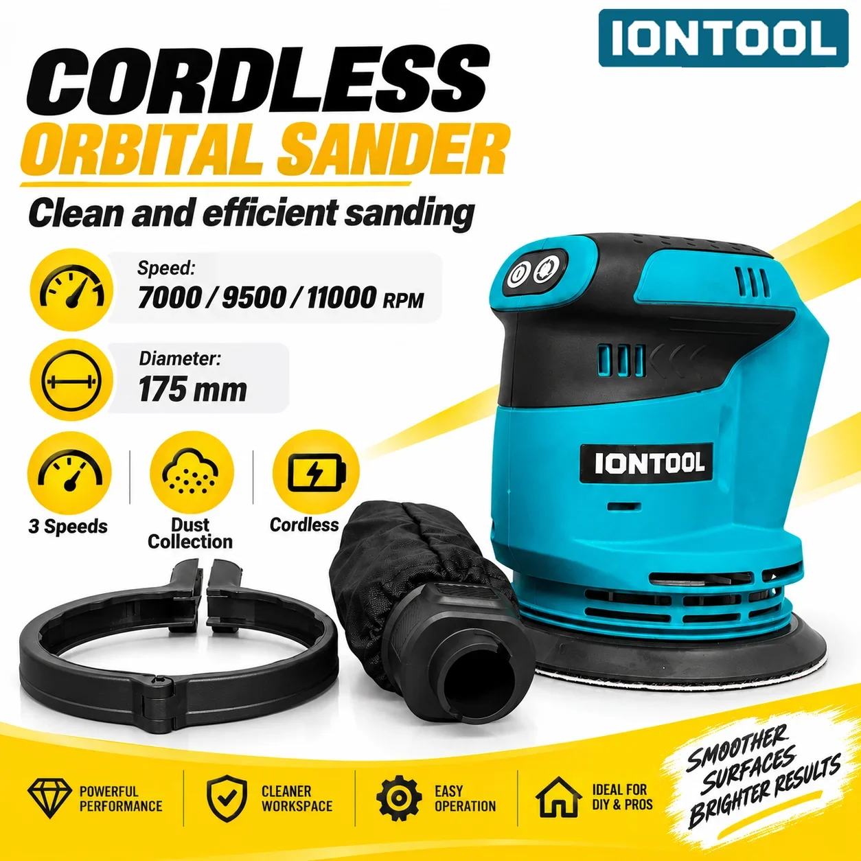 iontool-175mm-ultra-lightweight-variable-speed-sander-for-cabinet-wood-door-sanding-and-home-use-bare-unit