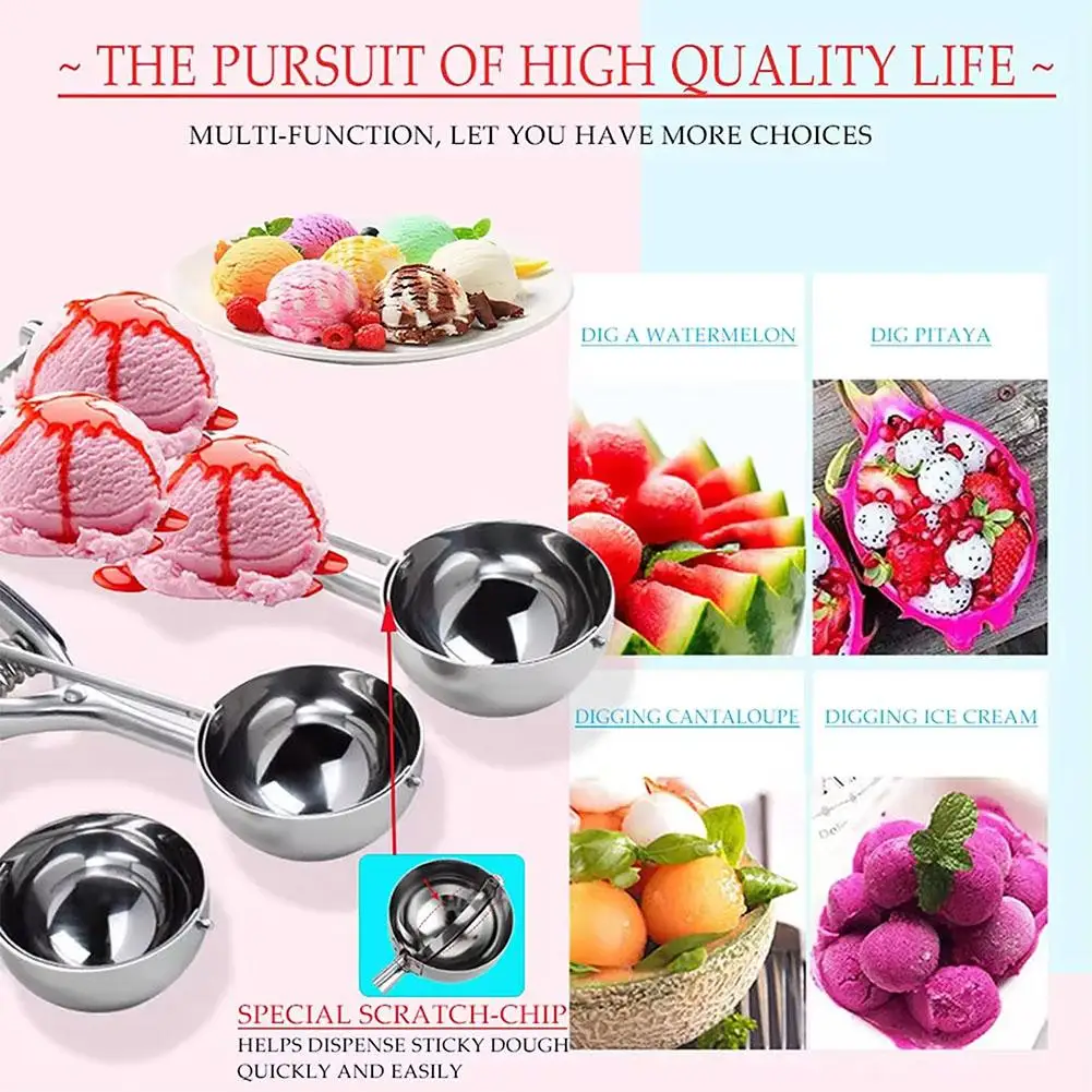 Stainless Steel Ice Cream Scoop Ball Digger Handmade Mold Kitchen Accessories Ice Tray Mold