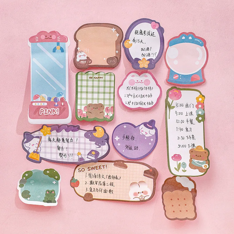 4 Piece Cartoon Adhesive Cute Animals Notes Notepad Memo Pad Stationery Sticker