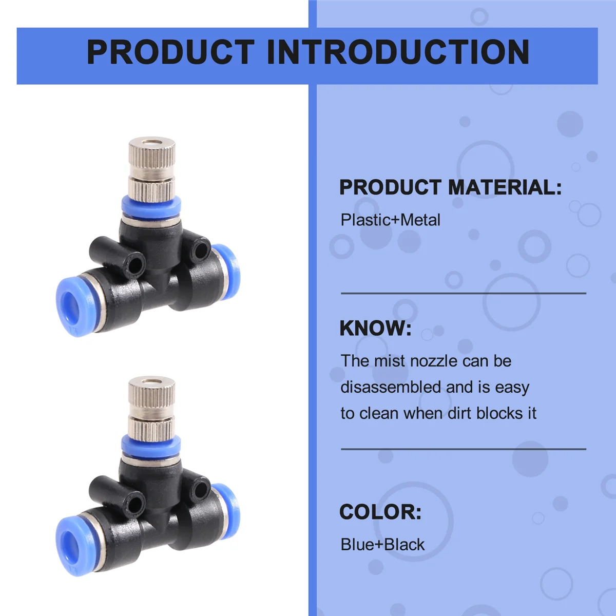 Kit de boquillas de nebulización de 1/4 pulgadas, dispositivo de refrigeración por pulverización, conectores para sistema de refrigeración de agua al aire libre, 10 piezas