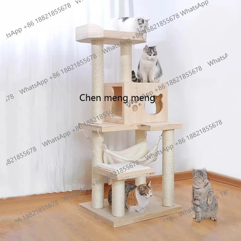 

Solid wood climbing frame sisal column does not occupy a stable area large cat frame cat nest integrated large platform