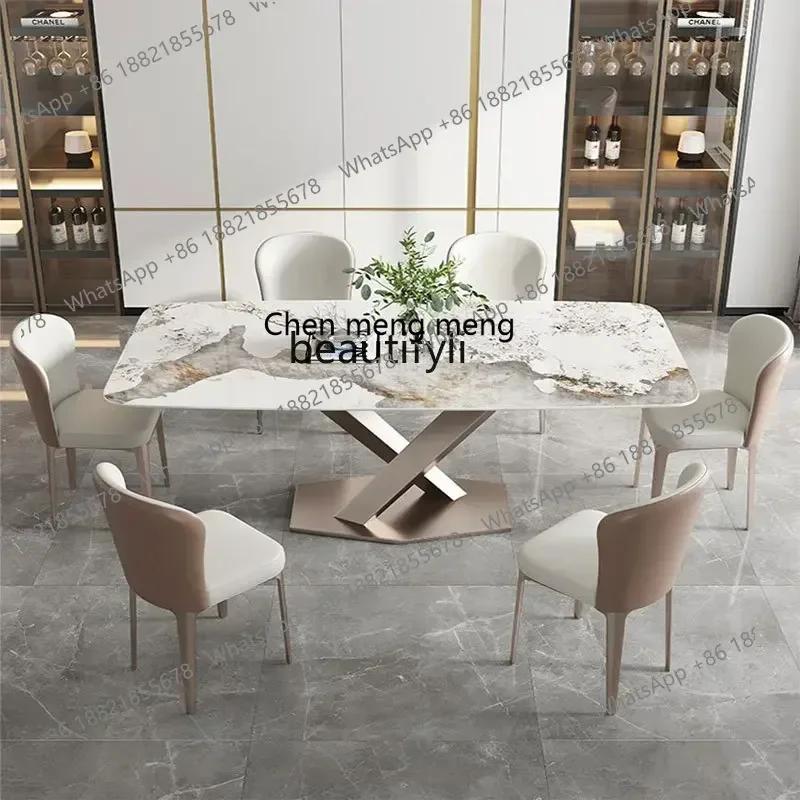 N178  Italian minimalist rock slab  table high-end light luxury modern simplicity,living room rectangular dining table and chair
