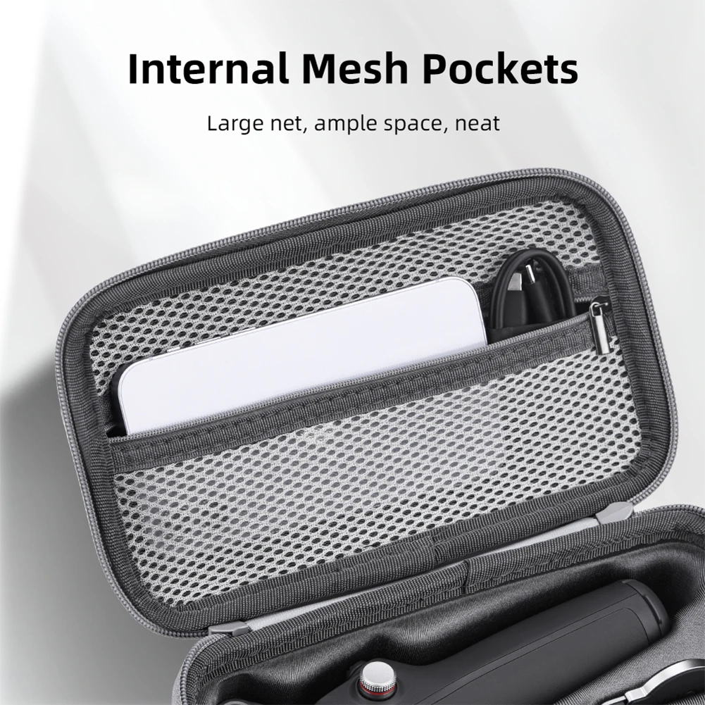 Per DJI Osmo Mobile 7/7 Pro Custodia da trasporto Borsa di stoccaggio portatile Custodia da viaggio impermeabile con tasca in rete Accessorio cardanico portatile